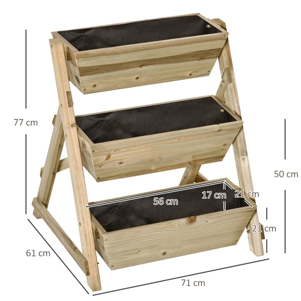 Ladder Plantekasse, 3-Niveauer, Drænhuller