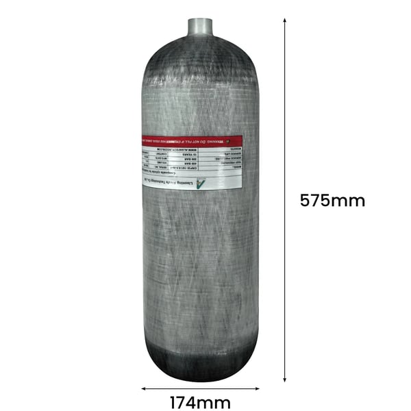 Sukelluspullo, 9L tilavuus, 300 BAR käyttöpaine, 9L