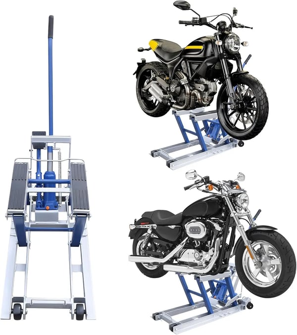 Motorcykellift, hydraulisk mekanisme, justerbar højde,Blå
