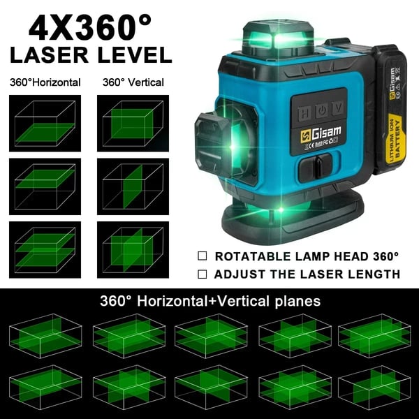 Laser Niveau, 16 Linjer, Automatisk Selv-Niveauering,Med stativ
