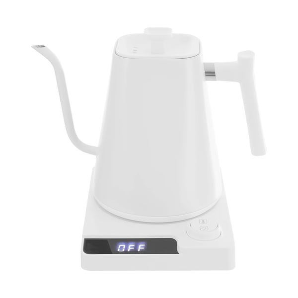Elkedel, 1200W effekt, 1L kapacitet, temperaturinterval 40-100°C, isoleringstimer 1-24 timer, dimensioner 15 x 19 x 21 cm