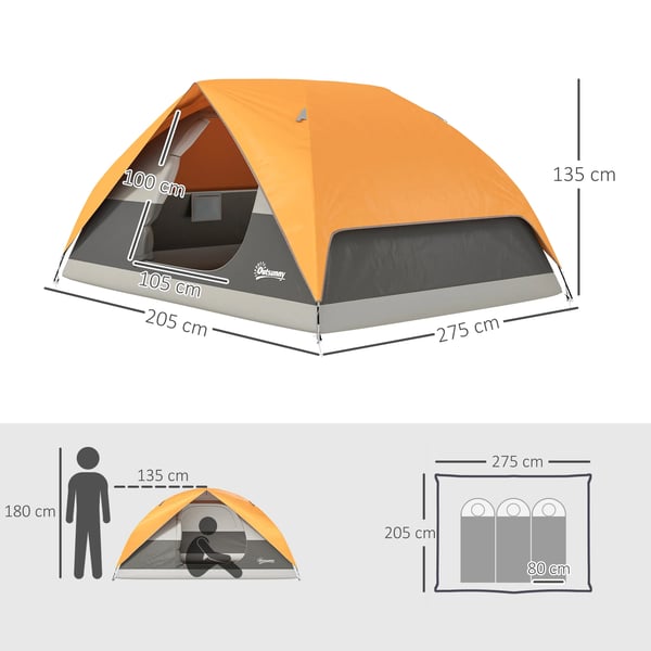 Campingtelt, 3-4 personers kapacitet, holdbar stofkonstruktion,MULTI