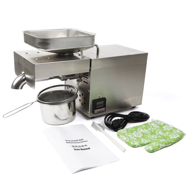 Oliepresser, 1500W Effekt, 45% Olieudvindingsrate, 45 x 18 x 30,5 cm Dimensioner, 2 kg Olieudbytte, 5 kg Presserhastighed