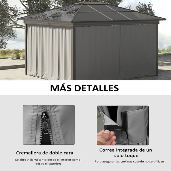 Gazebo Sidevægge, 4 Vægge, 3x2 m, Lys,GRÅ