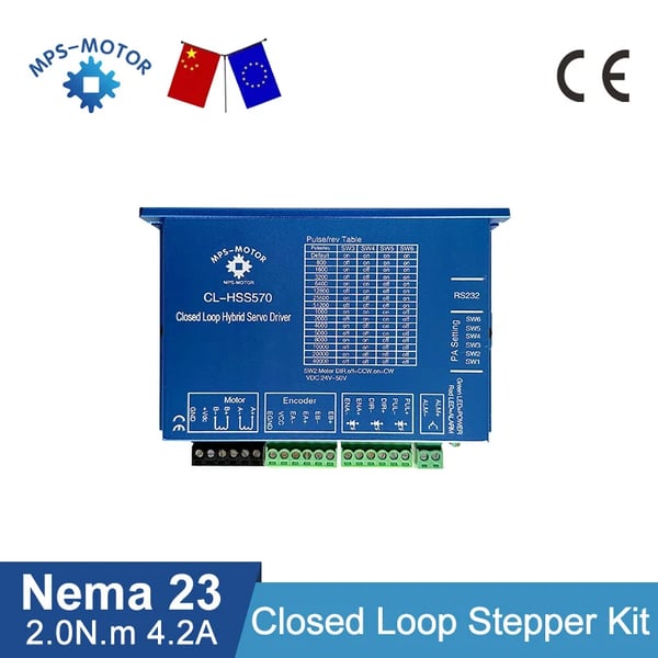 Lukket Sløjfe Steppermotor, 2Nm Moment, 3m Encoder Kabel,8mm