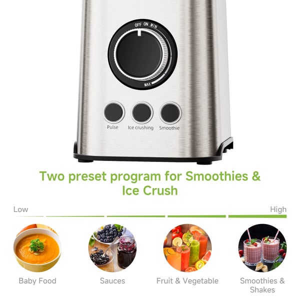 Smoothie Blender, 1300W Motor, 6-Kops Glasbeholder,EU stik, TB003