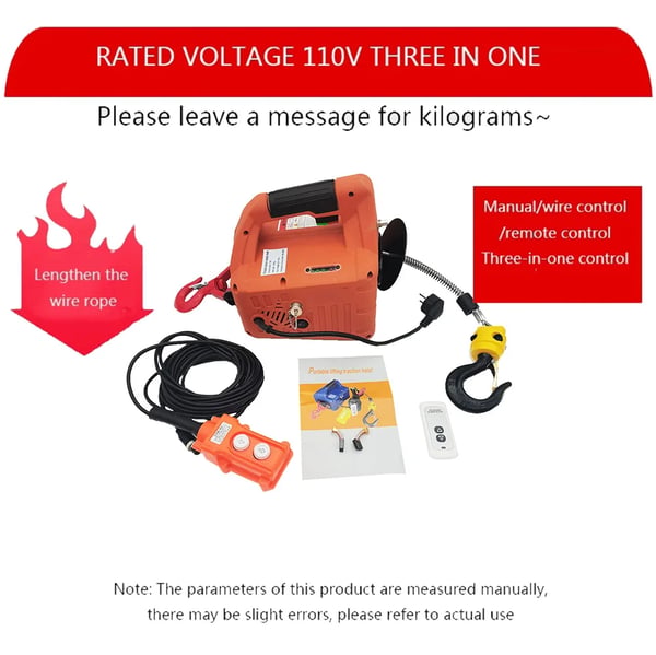 Elektrisk Talje, Kraftig Motor, Flere Kontrolmuligheder,500 Kg, tre-i-en