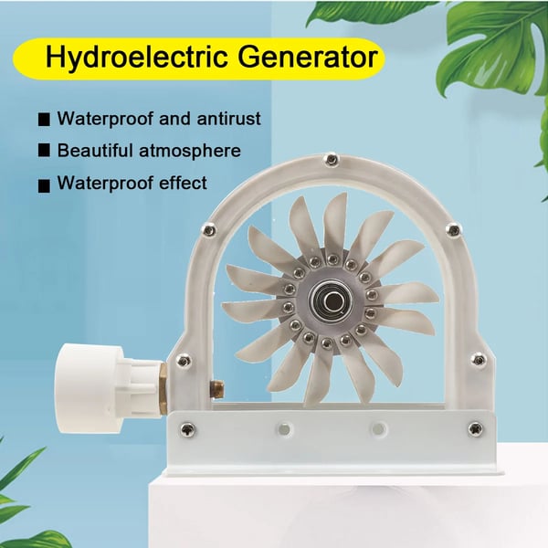 Vandkraftgenerator, 100-300 W effekt, 500-4000 omdr./min hastighedsområde, vandtryk 0,5-2 MPa, holdbart PP-materiale, elegant akryl-design