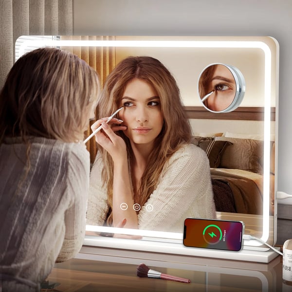 Sminkspegel, Dimmbar LED-belysning, Smart Touch-kontroll,VIT