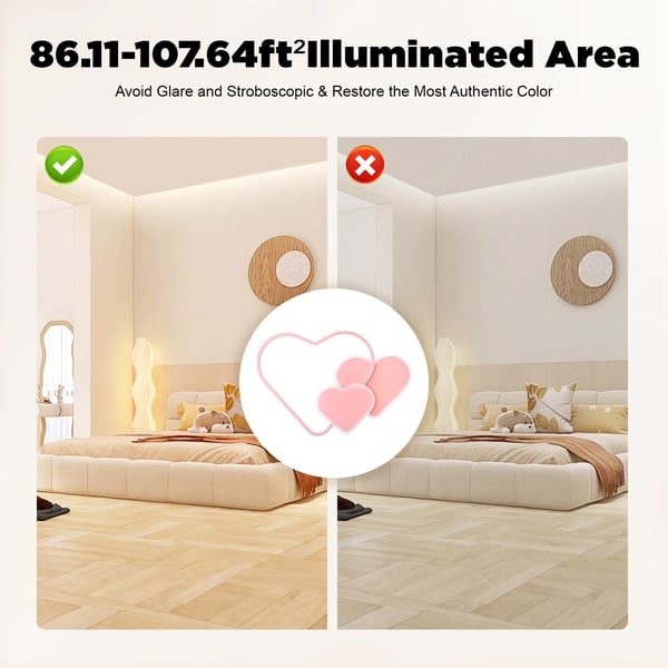 Loftlampe, Hjerteformet, Fjernbetjening,Pink