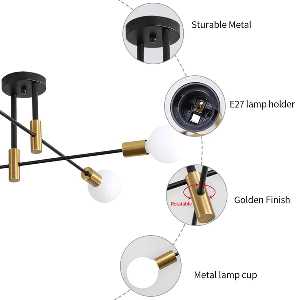 Loftlampe, Moderne Stil, 4-Lampe Armatur,sort