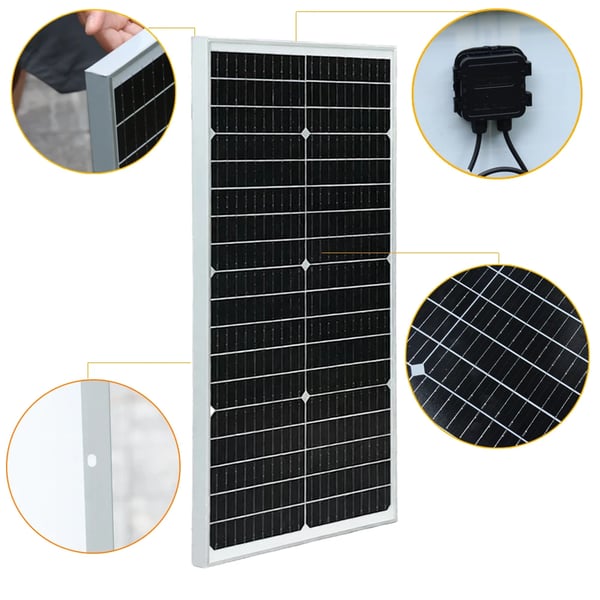 Solpanel, Monokrystallinsk Silikon, Vandtæt Design,80w stiv