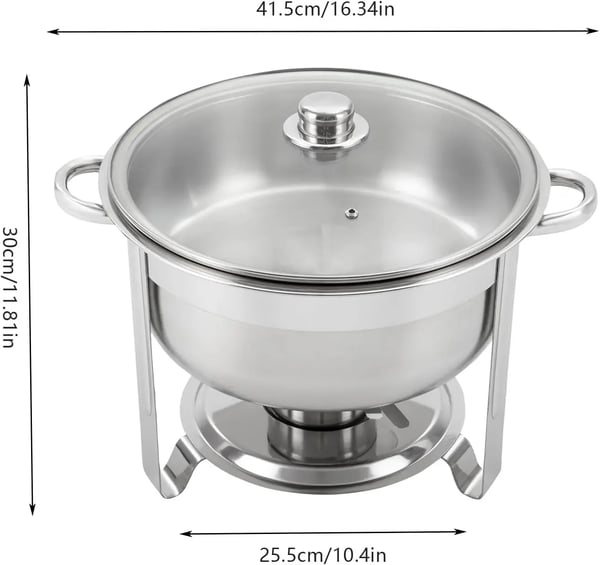 Chafing Dish, 8,5L kapacitet, rustfrit stål konstruktion,Sølv