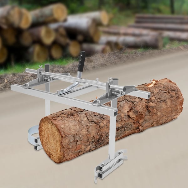 Kædesavsmølle, Aluminiumlegering, 61*31.75*47cm, Justerbar pladetykkelse 1.27-33cm, Maksimal pladebredde 60cm, Egnet til kædesave 35.5-60.96cm