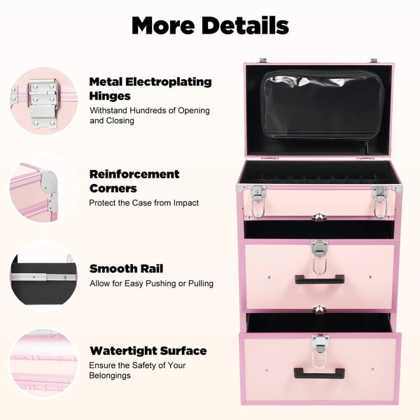 Makeup Organizer, Bärbar Design, Effektiv Förvaring,Rosa