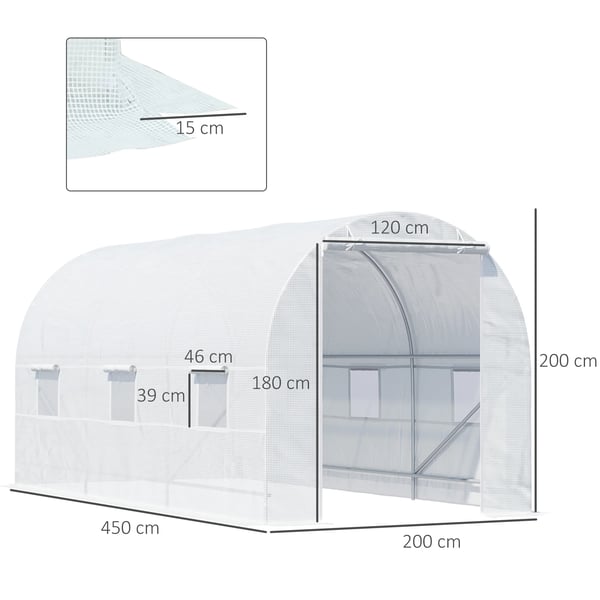 Drivhus, Dimensioner 445x200x200 cm, 6 Vinduer