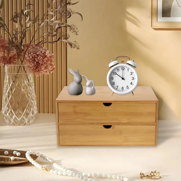 Bamboo Skrivebordsorganisator, Naturligt Træ, Minimalistisk Design,Træ