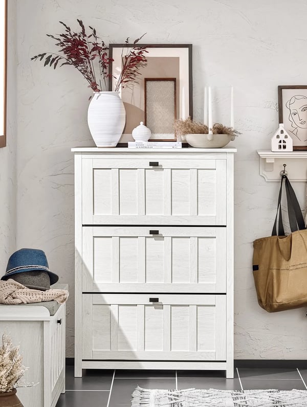 Sko Skab, Smalt Design, Justerbare Hylder,HVID
