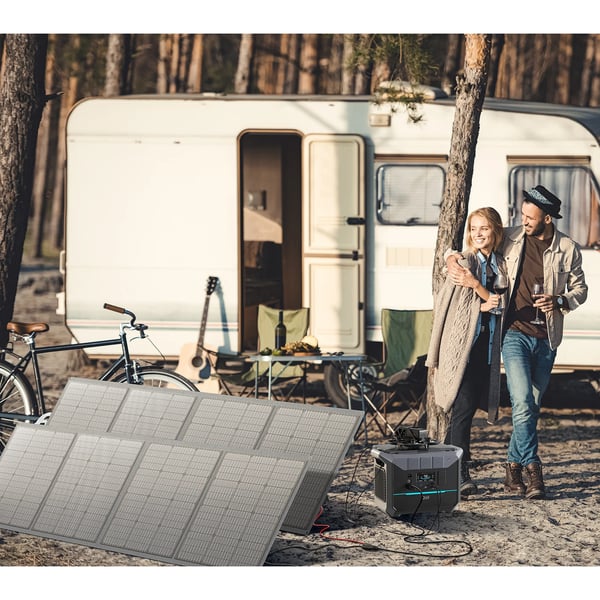 Solpanel, 200W effektutgång, bärbar och hopfällbar design,100W