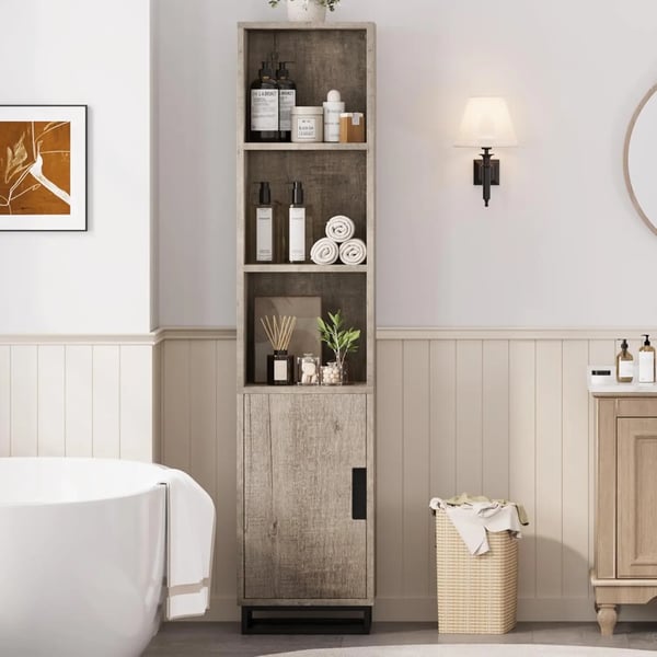 Narrow Bathroom Cabinet, MDF træ, 36 cm dybde, 40 cm bredde, 178 cm højde, justerbare hylder