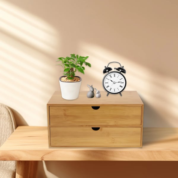 Bamboo Skrivebordsorganisator, Naturligt Træ, Minimalistisk Design,Træ