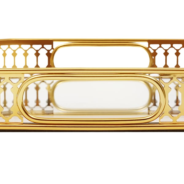 Dekorativ Bakke, Jern og Glas Materiale, Dimensioner 35*25*5 cm, Egnet til Bordplader, Flerbrugsbrug, Nem Vedligeholdelse