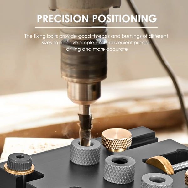 Tømrer Doweling Jig Kit, Justerbar Boremaskineguide, Holdbart Værktøj,sort