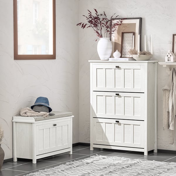 Sko Skab, Smalt Design, Justerbare Hylder,HVID