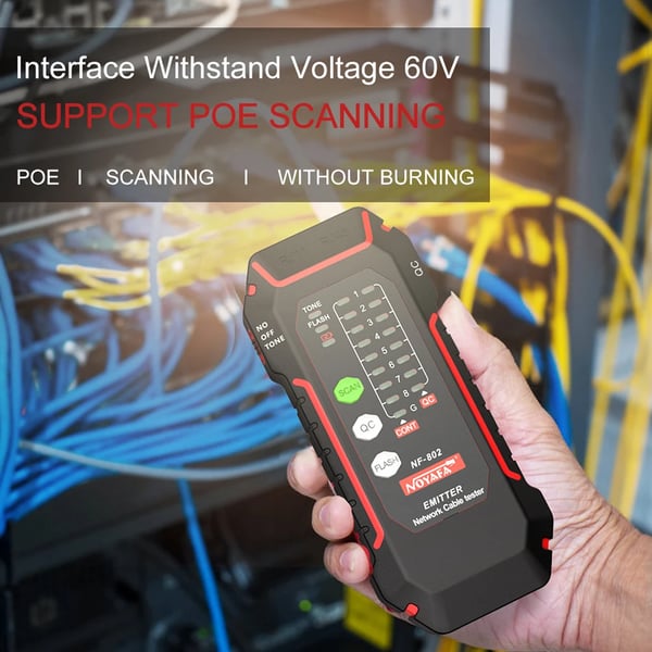 Netværkskabeltester, kontinuitets- og portblinkfunktion, RJ11/RJ45 kompatibilitet,NF-802
