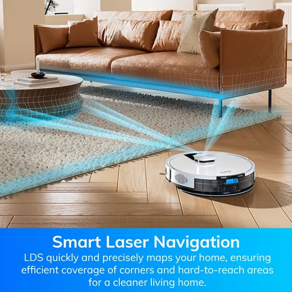 Robotstøvsuger og moppekombo, LIDAR-navigation, 3000Pa sugeevne,EU