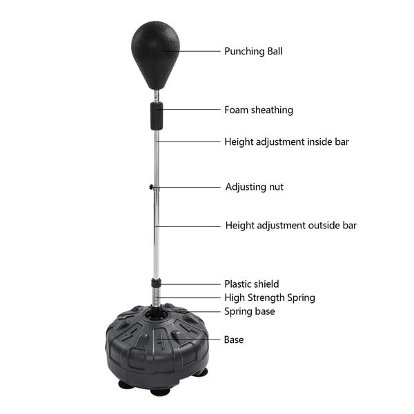 Punching Bag, Højdejusterbar, Fritstående Design,sort
