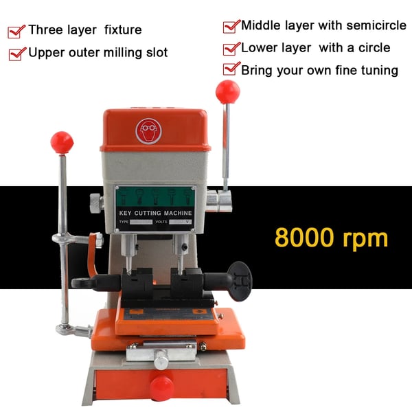 Nøgleklippermaskine, 220V, 8000 RPM, 100W Effekt, Kompakt Design, Tilbehørs skuffe