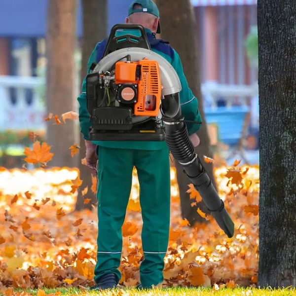 Løvblæser, 2-takts benzinmotor, ergonomisk rygsæksdesign,Appelsin
