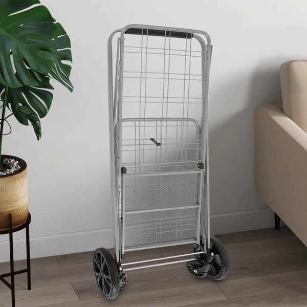 Dobbelt Kurv Indkøbsvogn, 50 kg Belastningsevne, Ergonomisk Design