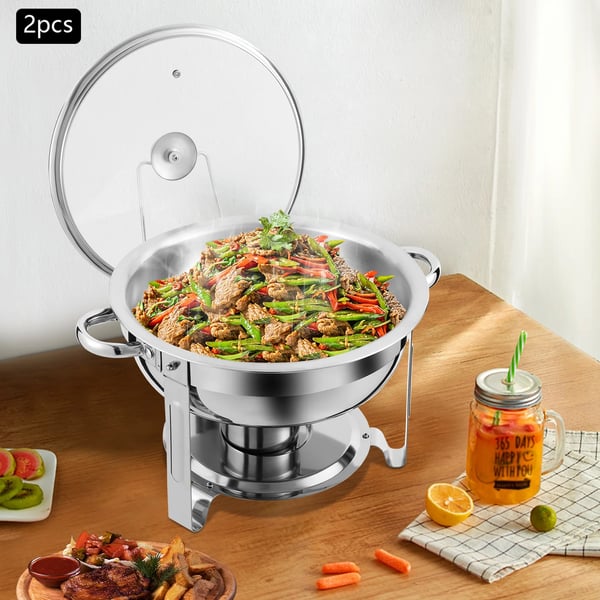 Chafing Dish Sæt, Miljøvenligt Materiale, Rund Form, Stor Kapacitet,Sølv