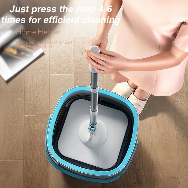 Spin Mop Sæt, 360° Drejelig Hoved, Spildevand Separationsdesign,HVID