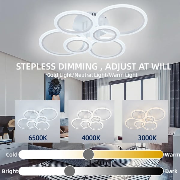 Loftlamper, LED-pærer, Dæmpbar design,6 Lygter, APP med RC Dæmpbar