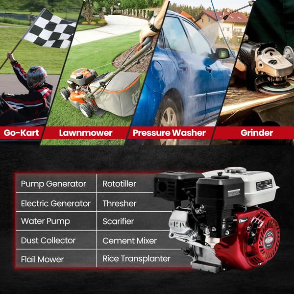 Bensinmotor för Honda GX160, 5,5 HK effekt, 168 cc slagvolym, dragstartssystem