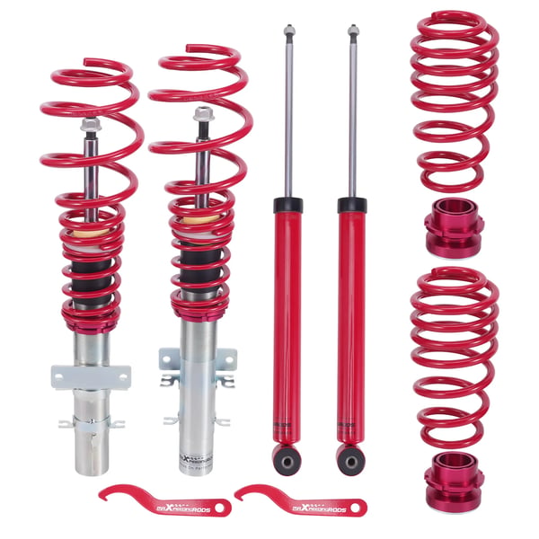 Coilover sænkningskit, justerbar højde 35mm-75mm, fjederlængde foran 239mm, fjederlængde bag 230mm, fjederhastighed foran 3.5kg/mm