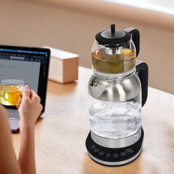 Elkedel, 1,7 liters kapacitet, 1800W effekt, borosilikatglas, dual funktionalitet, automatisk slukning
