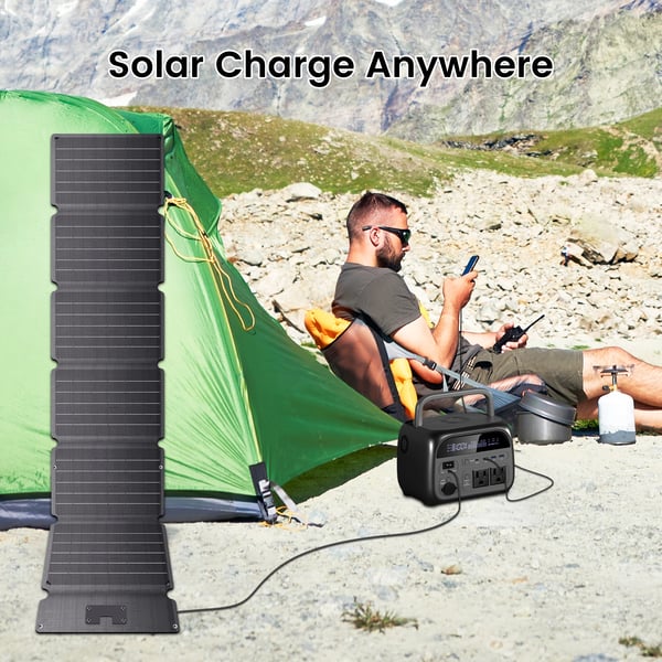 Solpanel, Bærbart Design, Effektiv Opladning af Flere Enheder,54W, sort, 20.5V