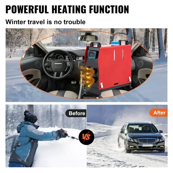 Diesel Luftvarmer, 5KW Effekt, 12V Spænding, 5L Tankkapacitet, 4 Luftudgange, -40℃ til +50℃ Temperaturinterval