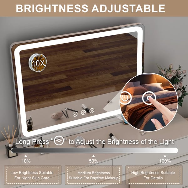 Sminkspegel, Dimmbar LED, Touchkontroll,VIT