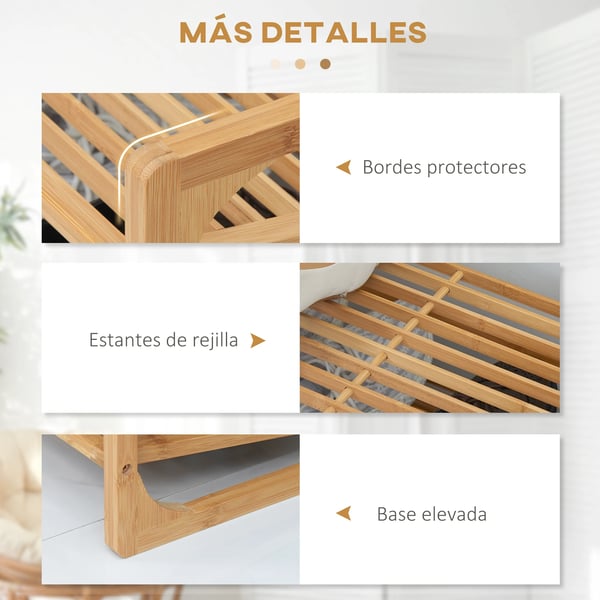 Sko Rack, 3-lags Organisation, Miljøvenlig Bambus,Naturligt Træ, 76x33x51 cm