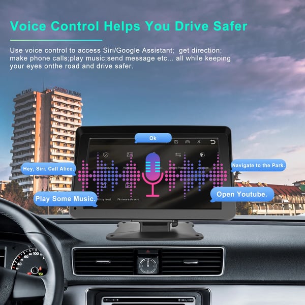 Bilmonitor, 7 tum HD pekskärm, Bluetooth och AUX-anslutning,bilmonitor