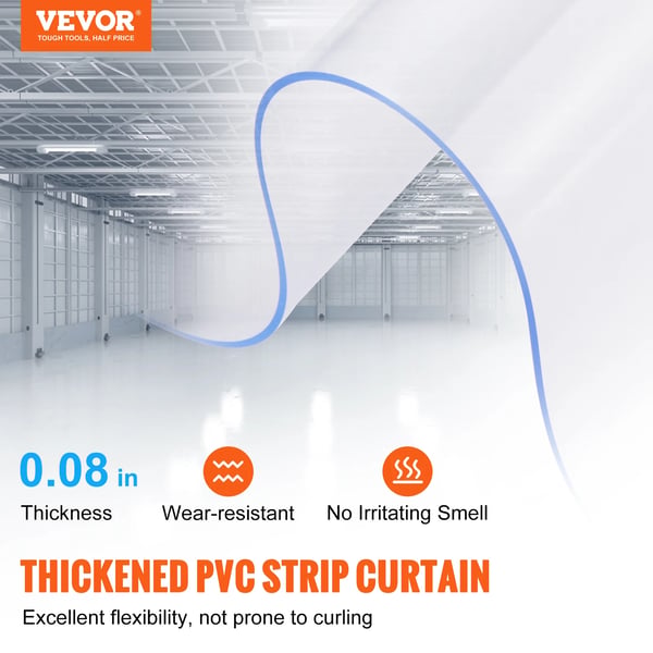 Klar PVC Strip Gardin, Temperaturbestandig, Nem Installation,42x84in 7 stk