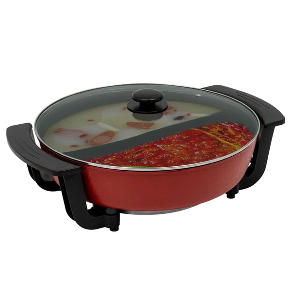 Elektrisk Hot Pot, Justerbar Temperatur, Stor Kapacitet,Rød Sort