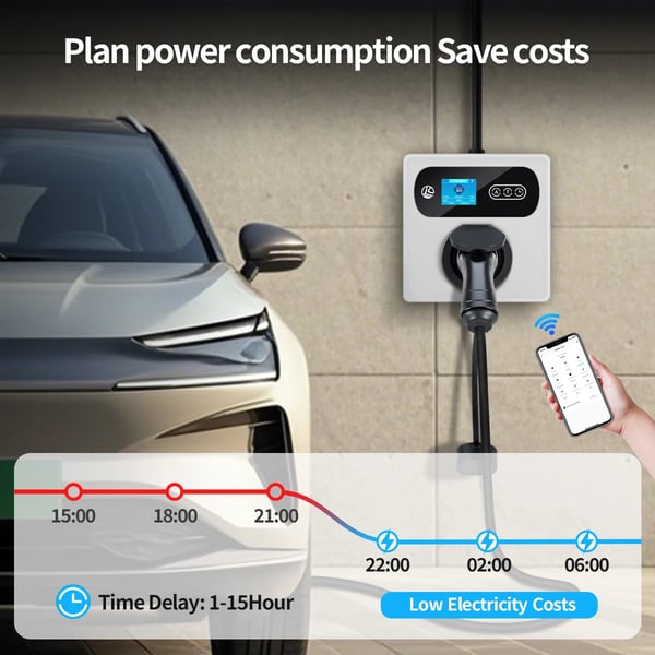 EV-lader, Mobil vægbox, App-kontrollerede funktioner,TYPE2, 11KW