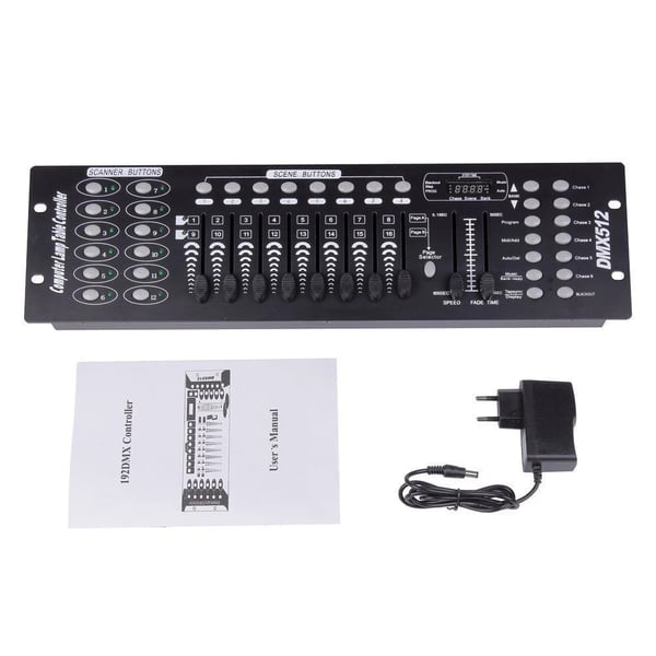 DMX512 Konsol, 192 DMX Kanaler, Programmerbar Scene Kontrol,sort