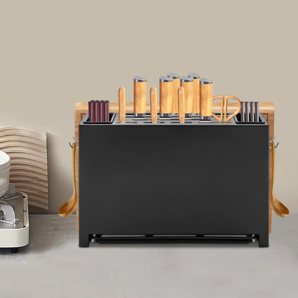 Knivblokholder, 10 slots kapacitet, vægmonterbart design,sort